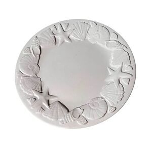 Home Casual Dinner Plate Shells Embossed Melamine White 11 inch